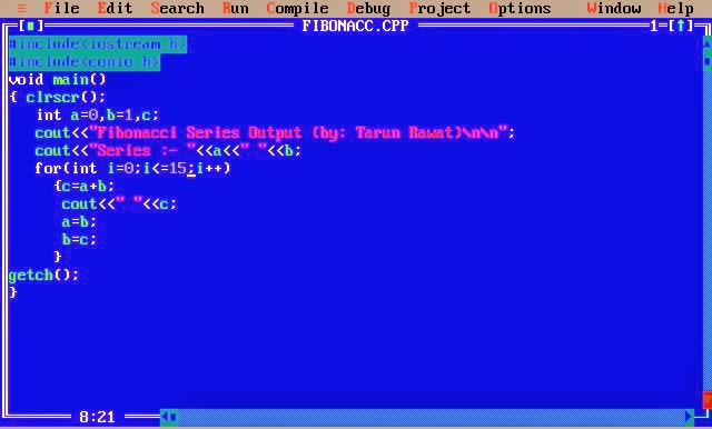 Write a program in c for fibonacci series