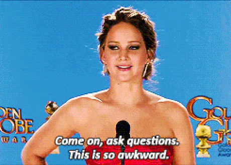 Jennifer Lawrence says "Come on, ask questions. This is so awkward."