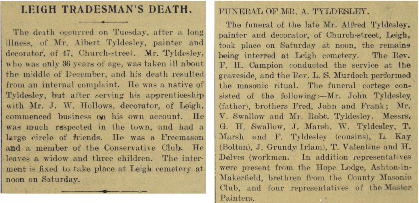 Tyldesley Family History September 2012