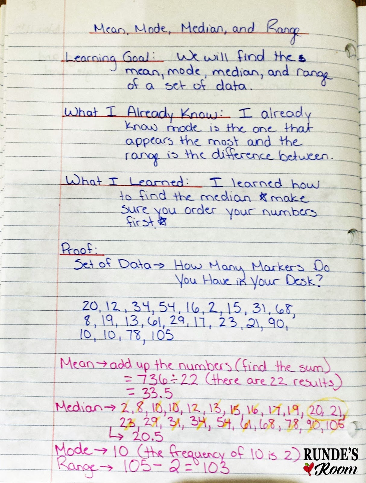worksheet Mean Mode Median And Range rundes room math journal sundays mean mode median and range we did a traditional left side of the page thinking for output but proofapplication i wanted to work together solv