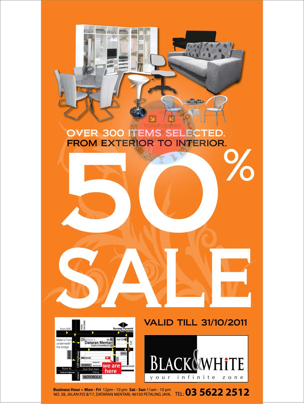 BLACK & WHITE FURNITURE Sale until 31 Oct 2011 Online