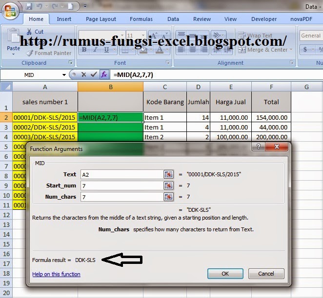 Rumus Fungsi Excel Mengambil Kata Tengah Di Excel