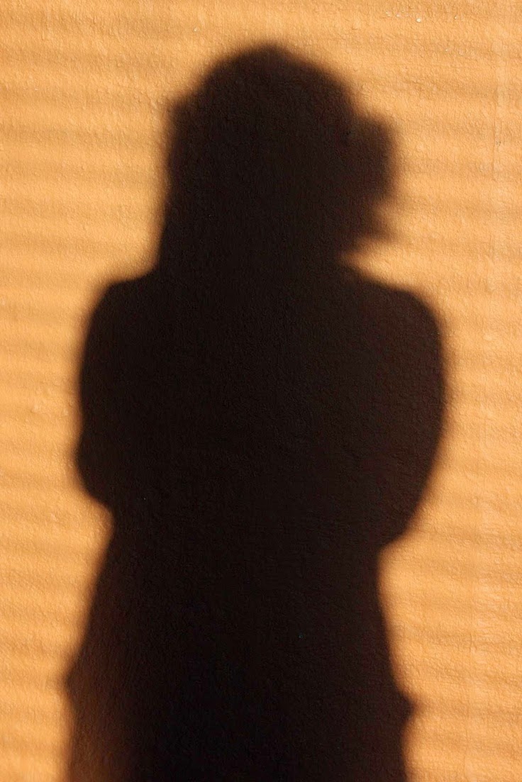 my shadow on an orange wall