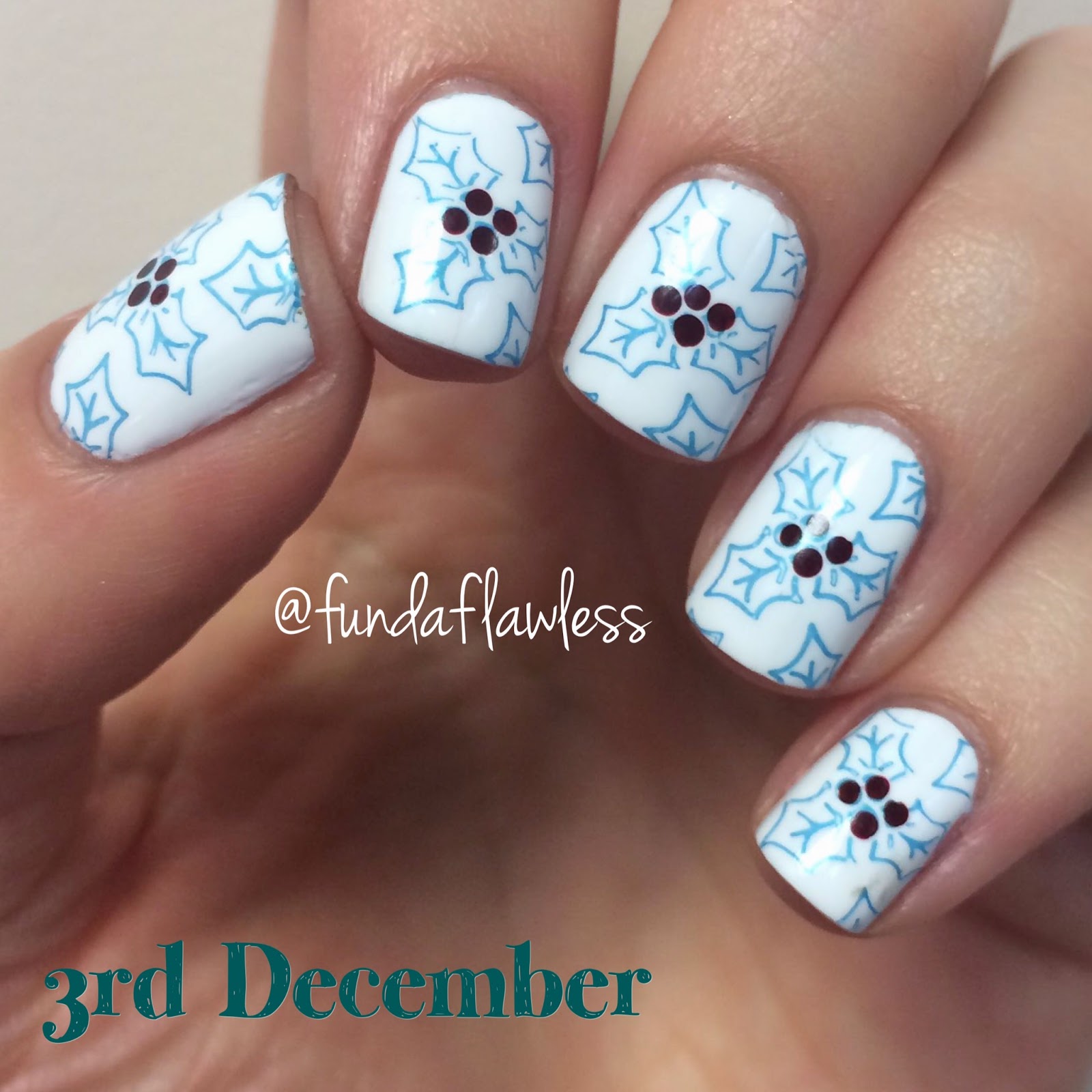 Holly and Berries MoYou Festive Collection Nail Art