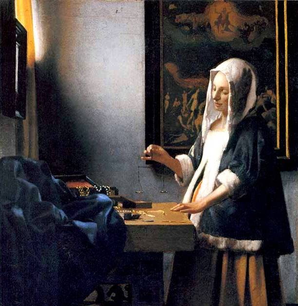 EL MUSEO DE HIPATIA JOHANNES VERMEER "Woman Holding a Balance" (1664)