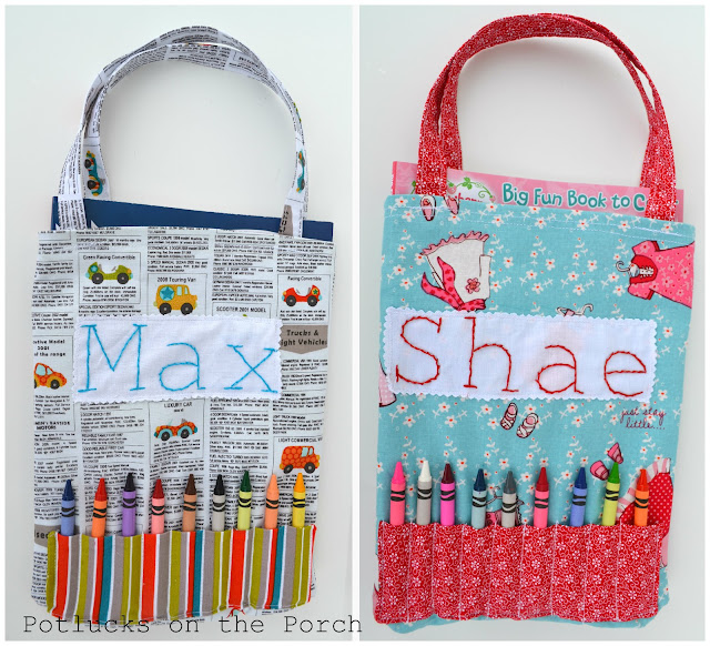 Another variation is with one pouch of crayons in the front and one in ...