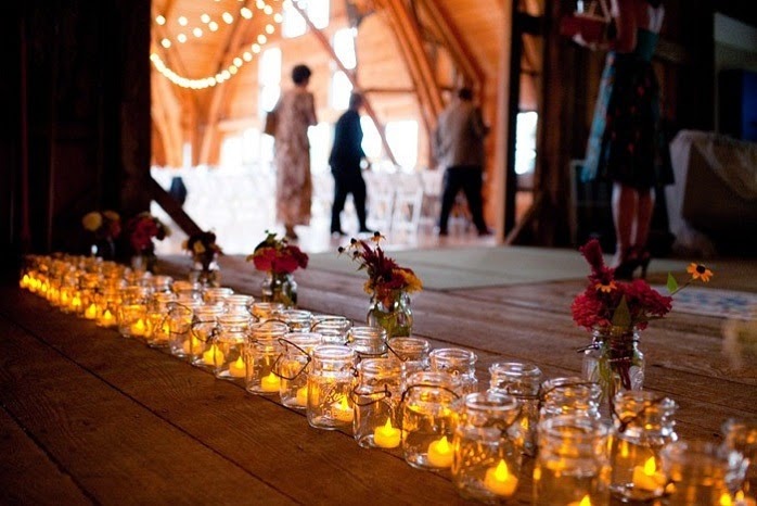 recycled mason  jar into wedding decorations