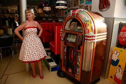 white strapless cherry swingdress