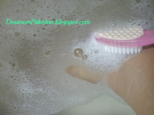 brush cleaning of feet