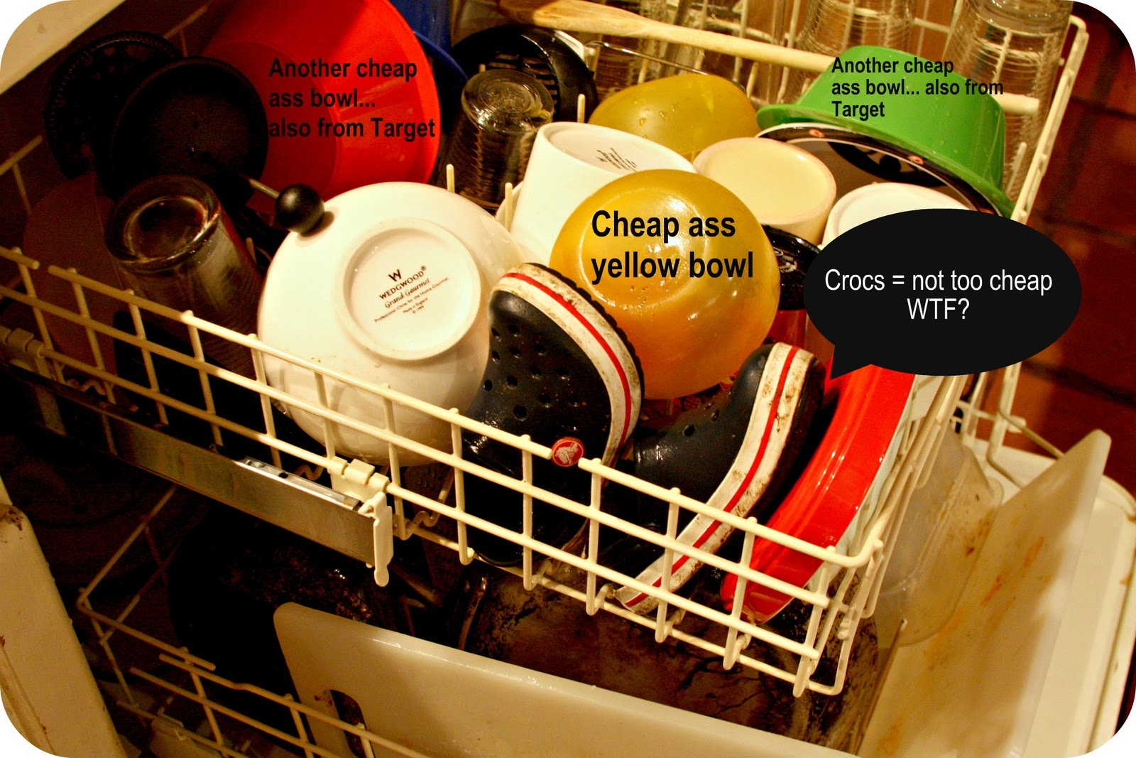 crocs in the dishwasher