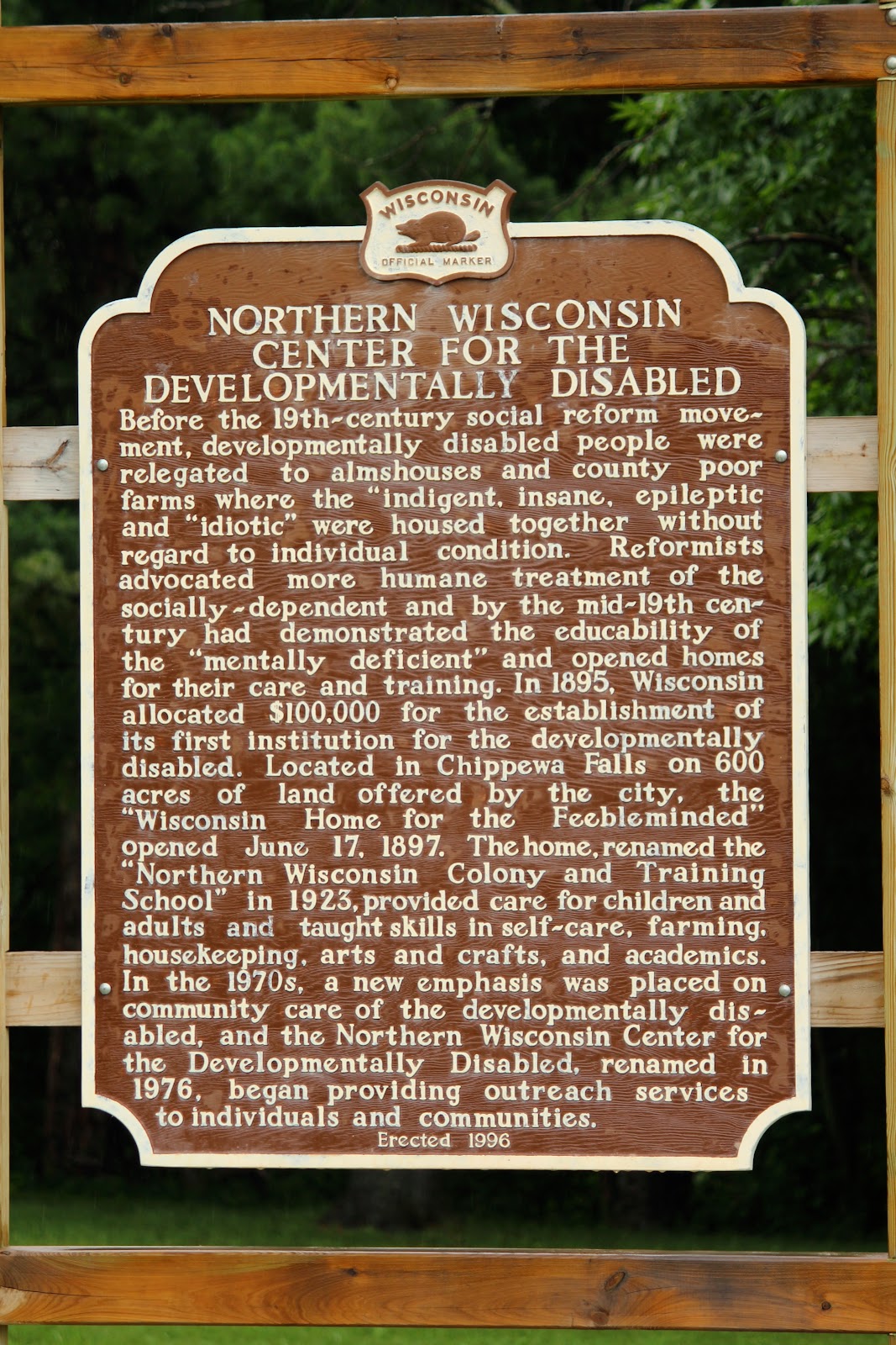 Developmentally Disabled Children >> Wisconsin Historical Markers: Marker 330: Northern ... Developmentally Disabled Children >> Wisconsin Historical Markers: Marker 330: Northern ...