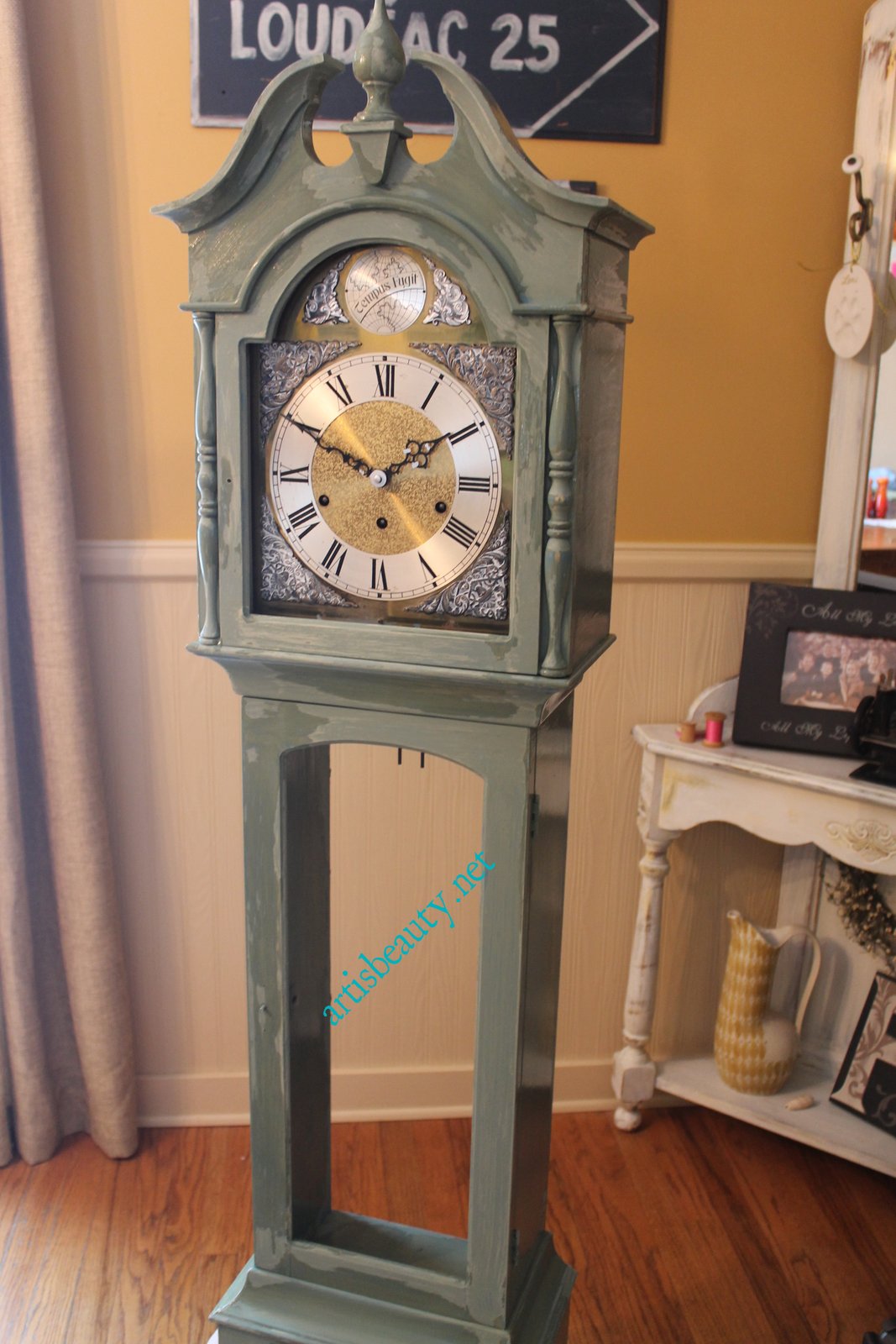 ART IS BEAUTY Grandmother Clock Reveal (again) with Living room reveal