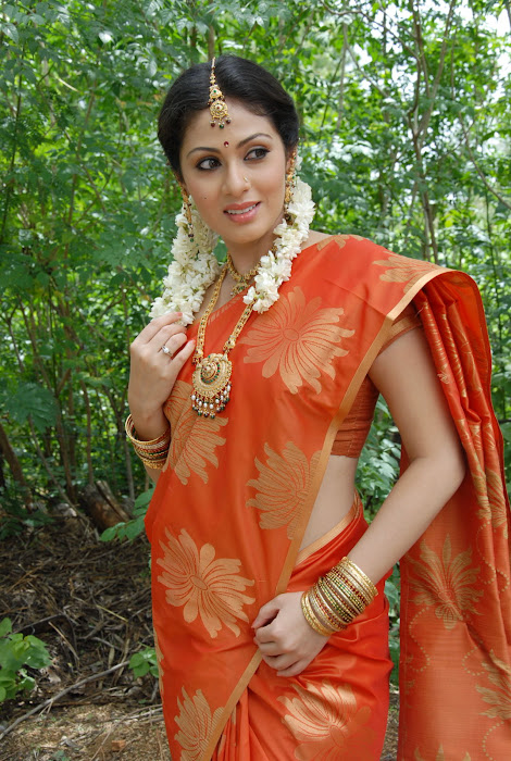 sada gorgeous in beautiful orange saree actress pics