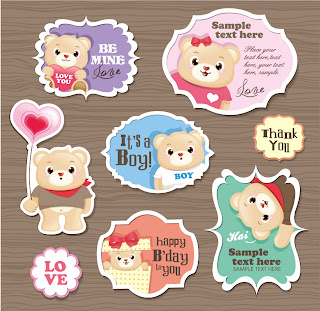クマさんのラベル Cute cartoon Winnie balloons labels イラスト素材