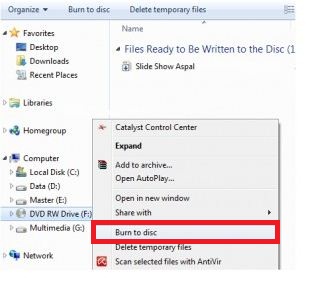 How to burn cd in windows 10 without any software image