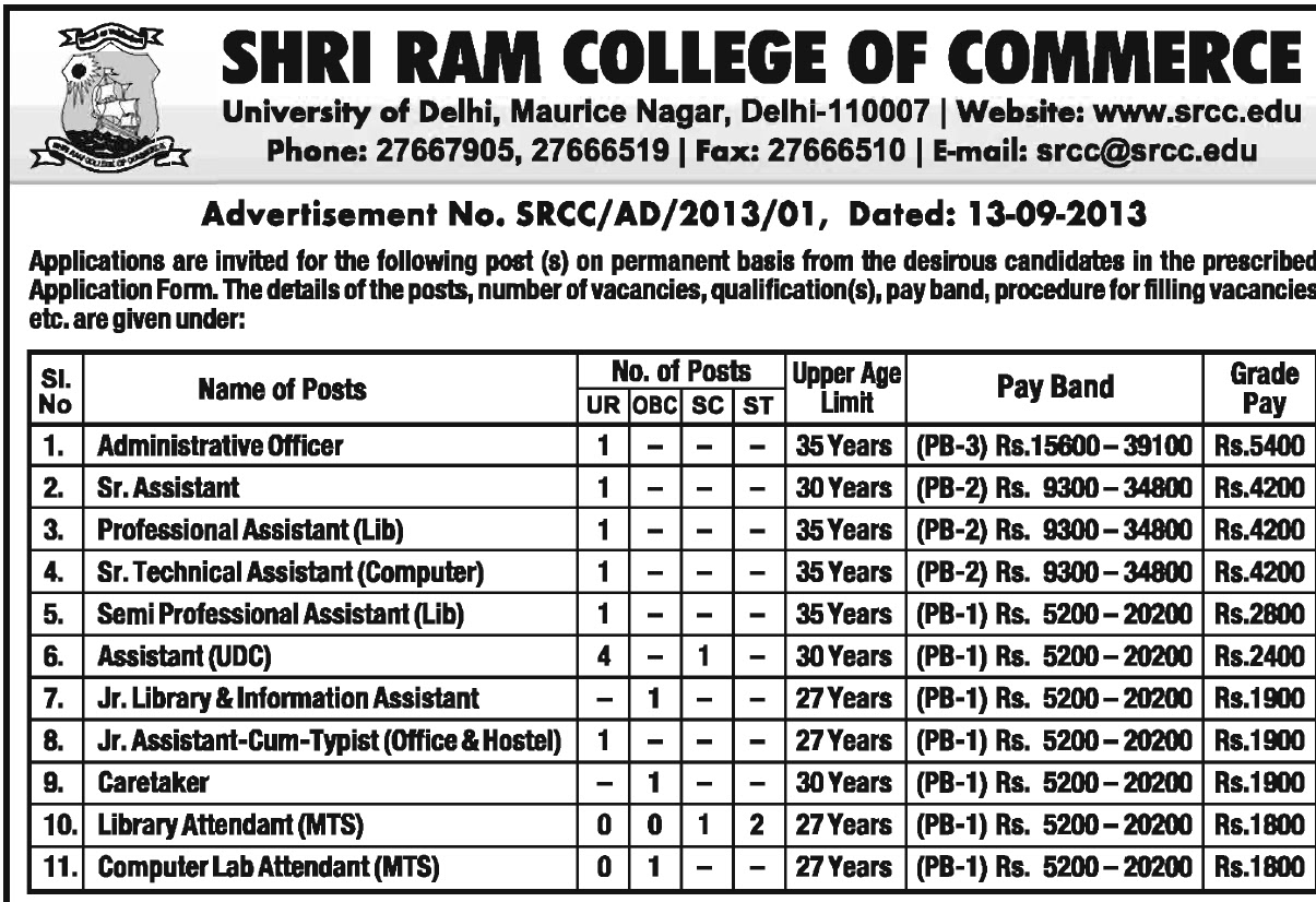The Library Soup DelhiNCR Jobs Various Library Vacancy at SRCC