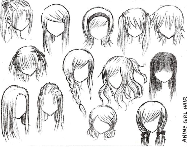 dicas como desenhar mangá: Tipo de cabelo para referência em seu