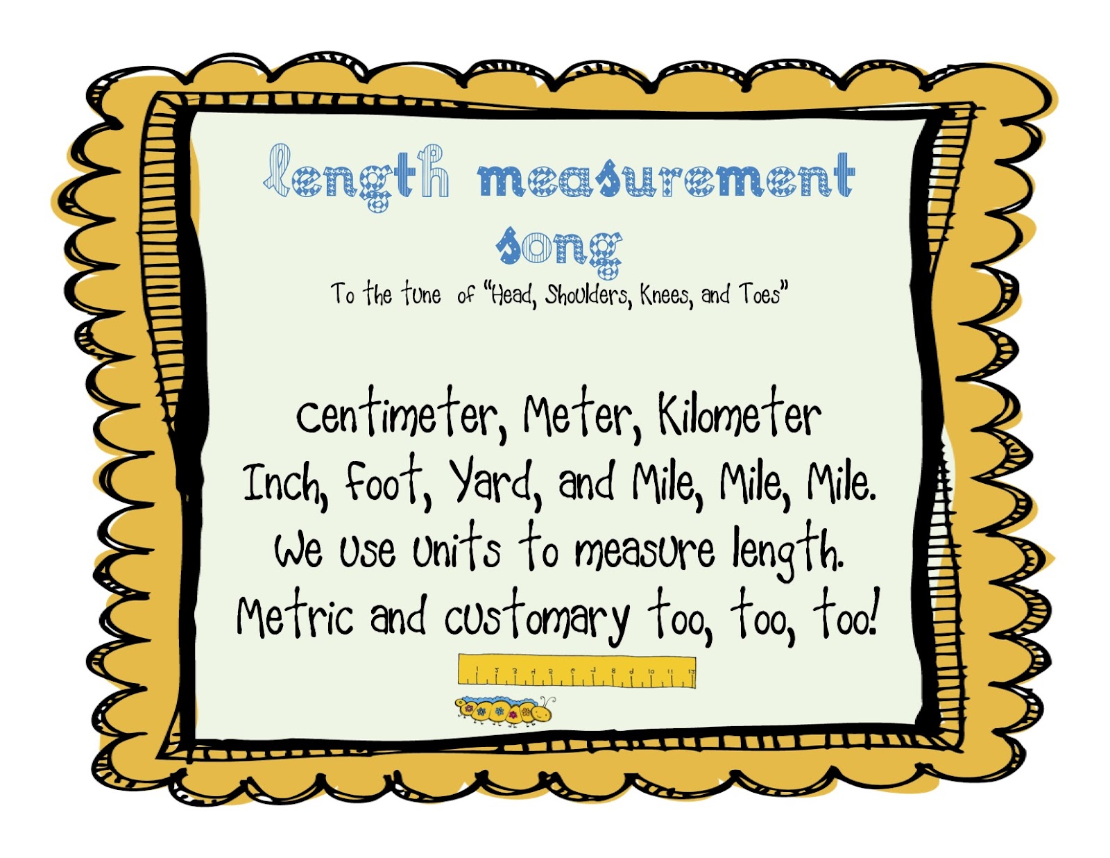 Buzzing with Ms. B Measurement Mania Length *Song Freebie