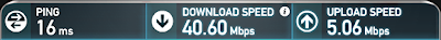 Ping time and upload and download speeds from the street in front of the school