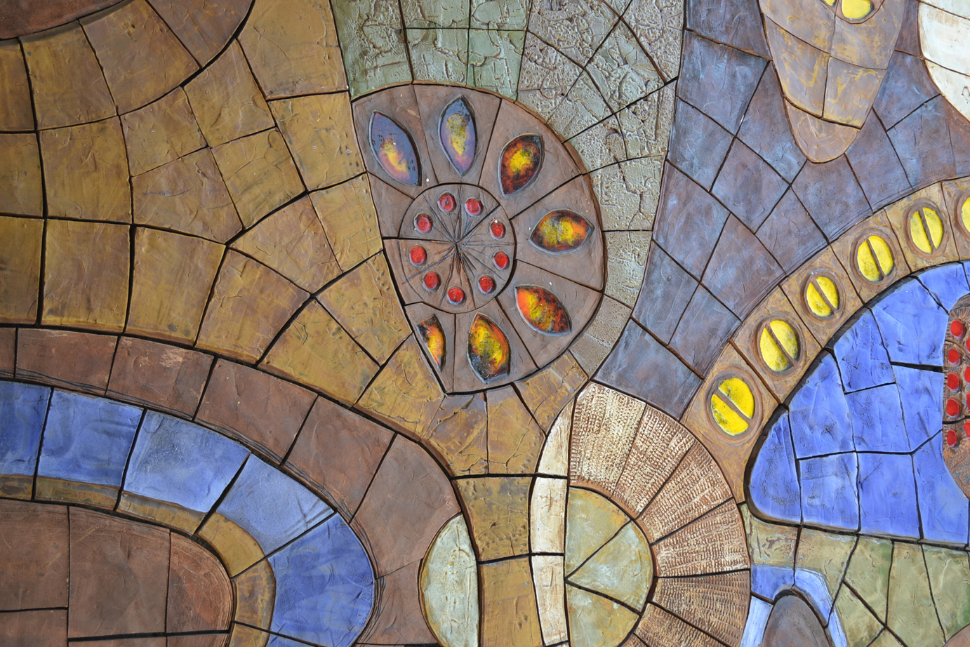 A Question of Eagles Ceramic mural and a waterfall