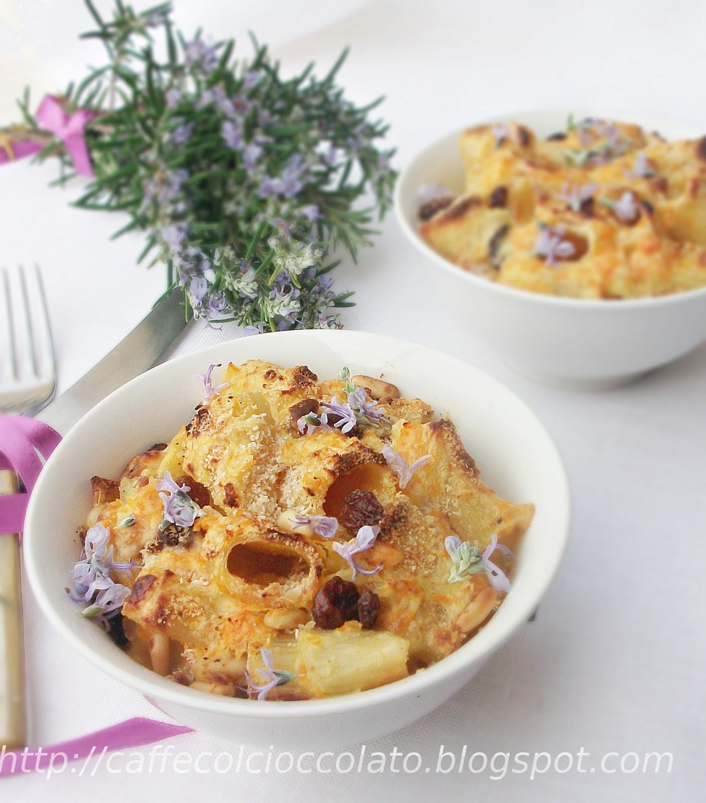 pasta infornata alla zucca e rosmarino
