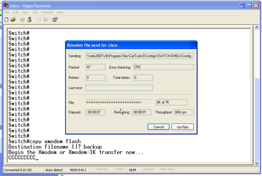 Cisco Copy config to other switch using Xmodem Routerjanitor