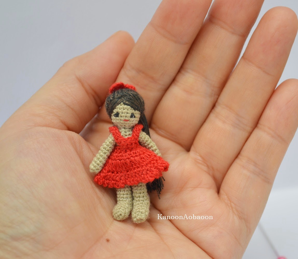 amigurumi crochet doll Crocheting miniature girl doll with sewing thread