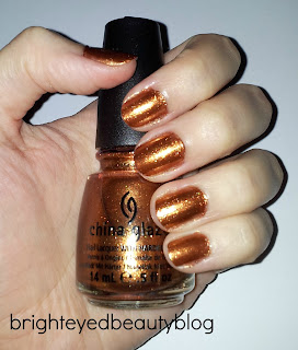 Swatches of China Glaze nail polish in Harvest Moon (The Hunger Games Collection)