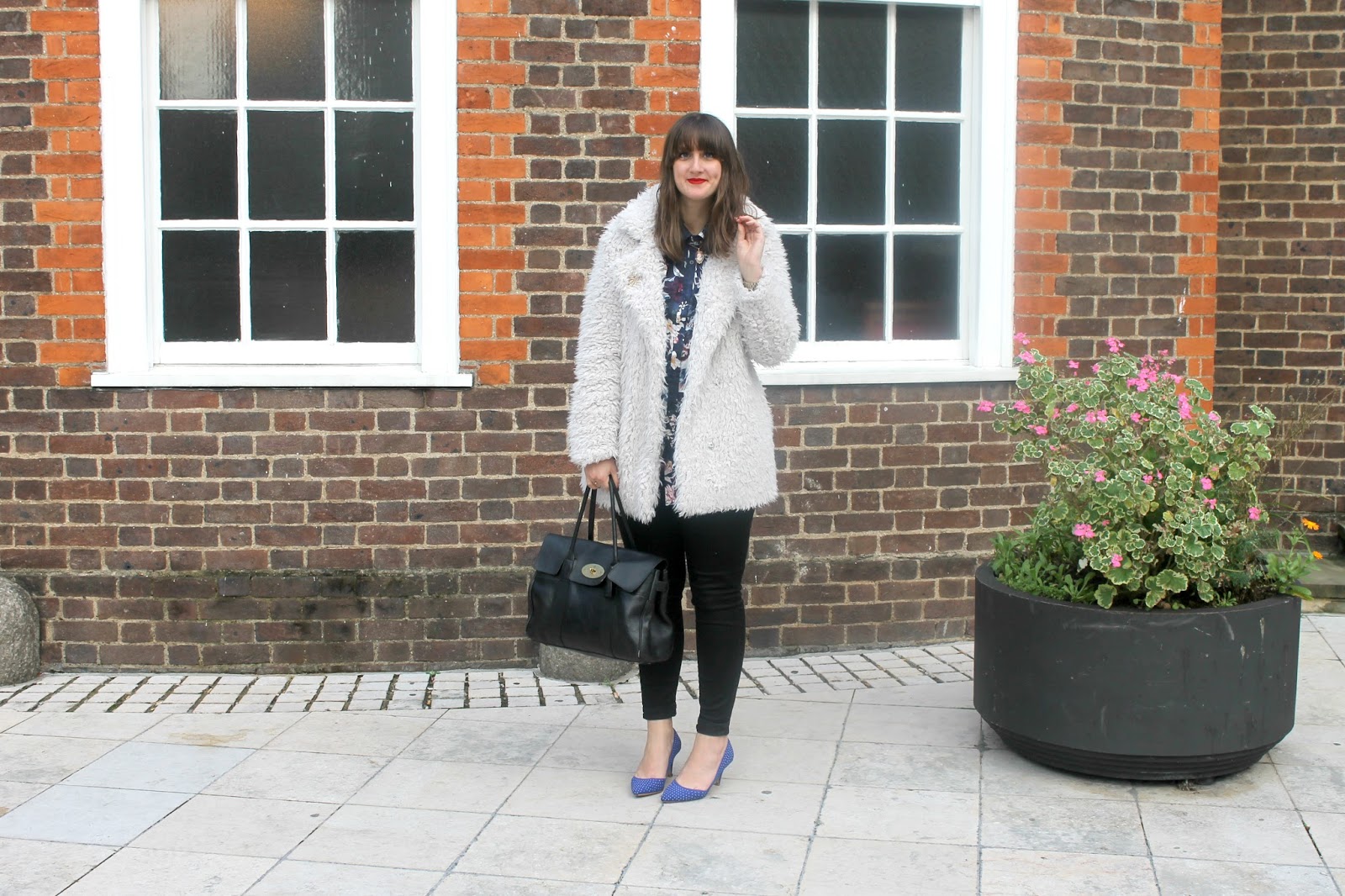 OOTD Cream faux fur coat The story of a girl who lives above her means