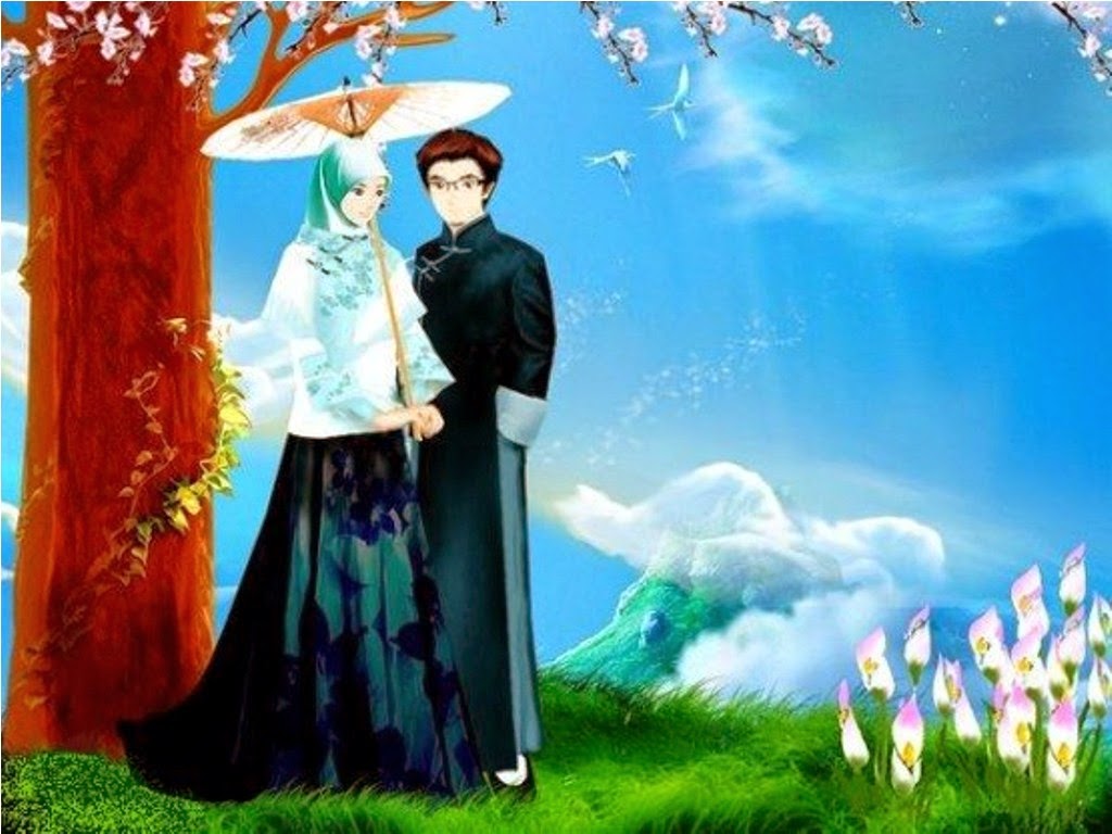 Gambar Kartun Muslimah Berpasangan Romantis Medsos Kini