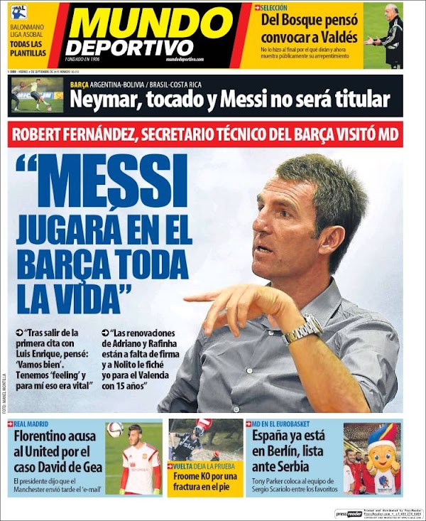 FC Barcelona, Mundo Deportivo: "Messi jugará en el Barça toda la vida"