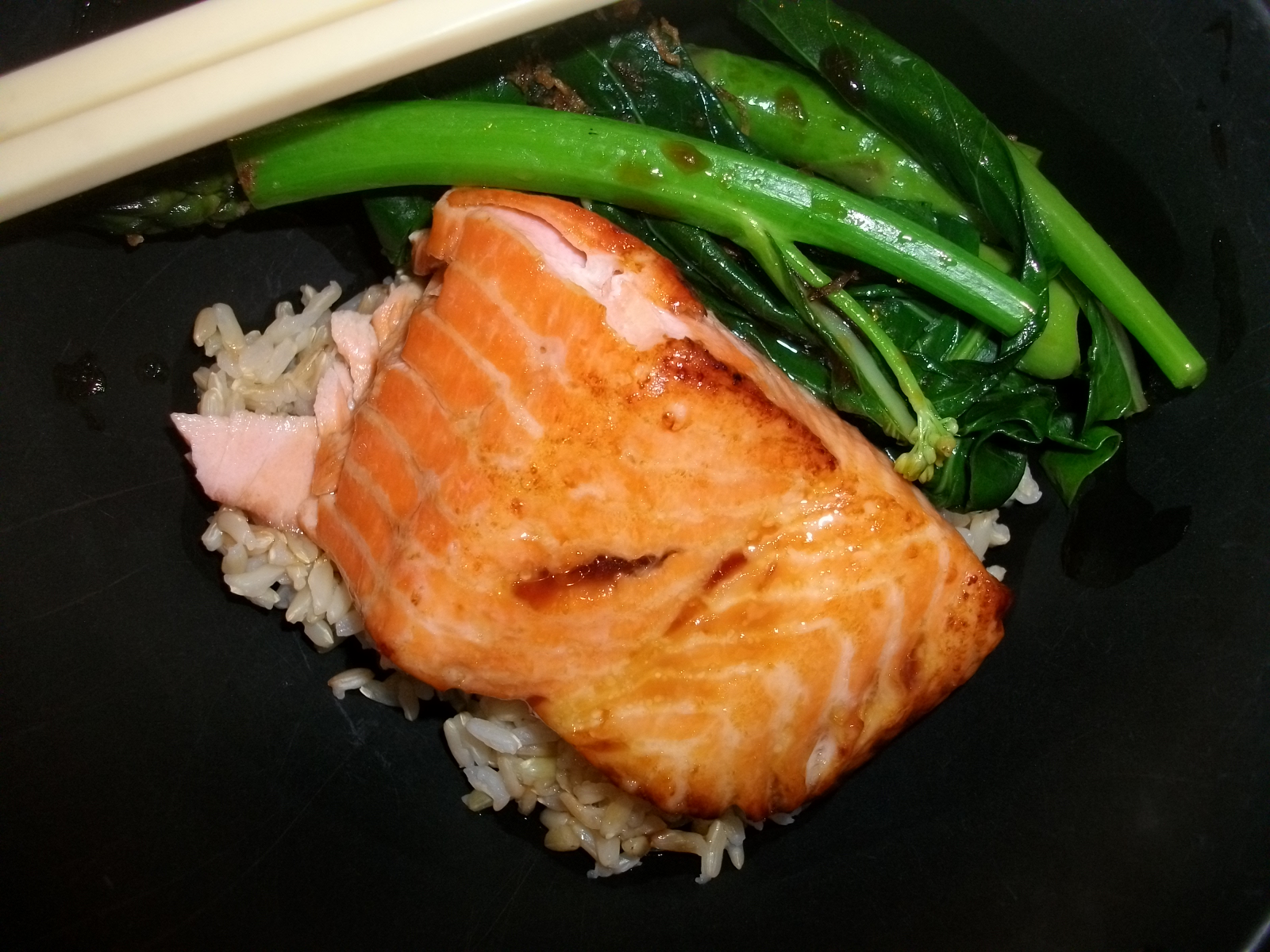 Milk and Honey Japanese Glazed Ocean Trout with Steamed Asian Greens