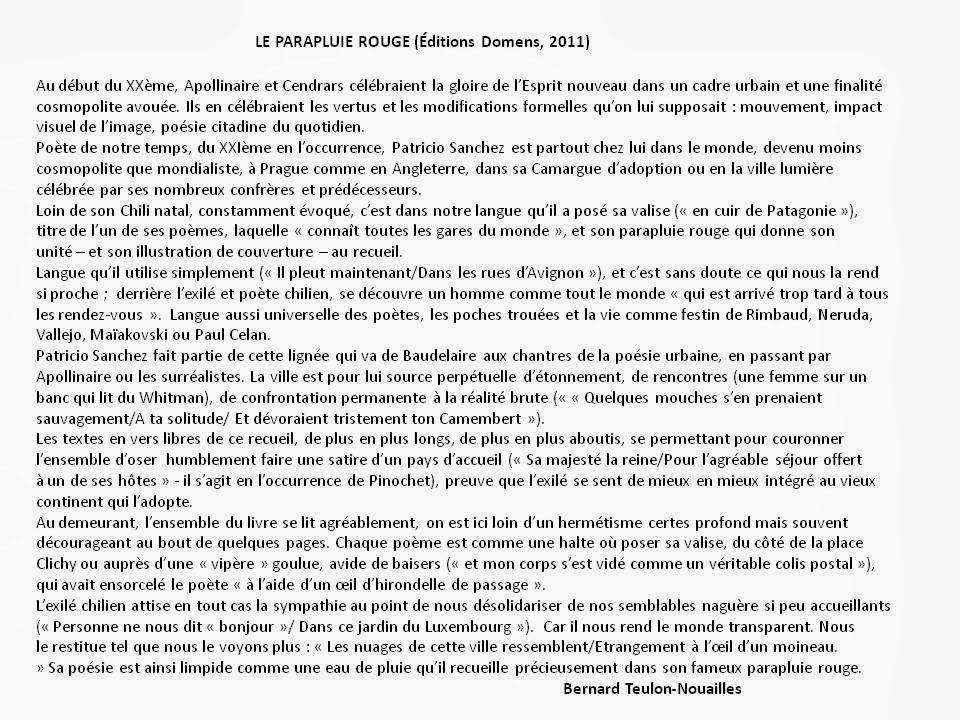 LE PARAPLUIE ROUGE (Éditions Domens, 2011) Par Bernard Teulon-Nouailles