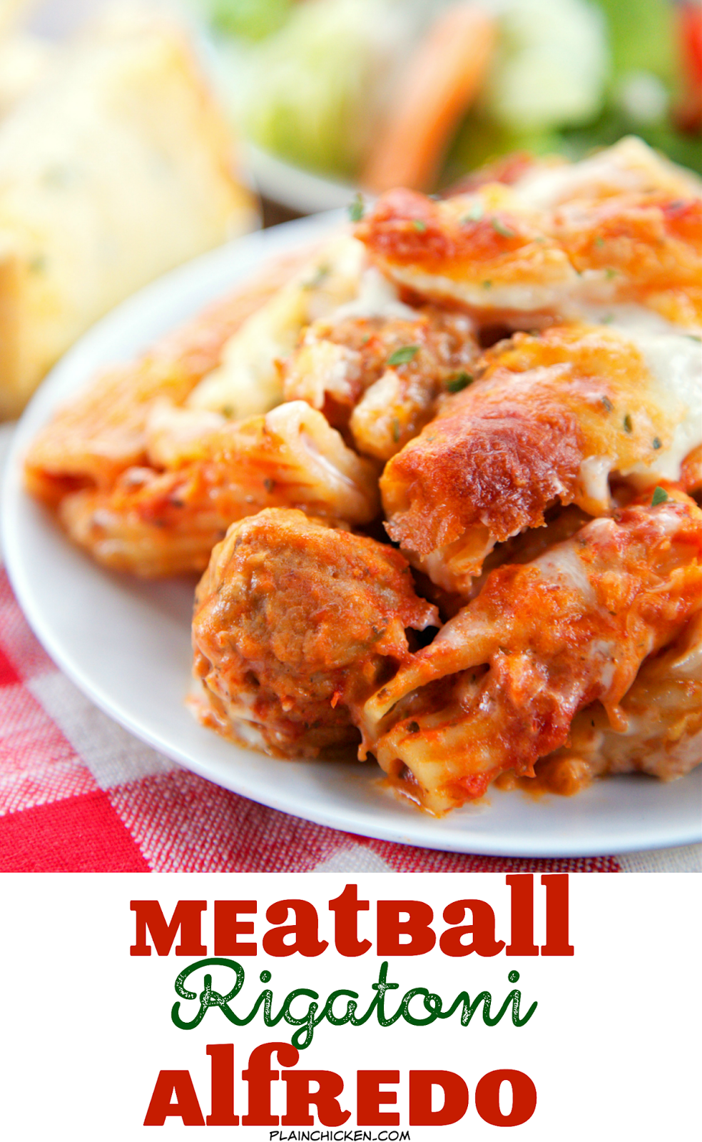 Meatball Rigatoni Alfredo Plain Chicken