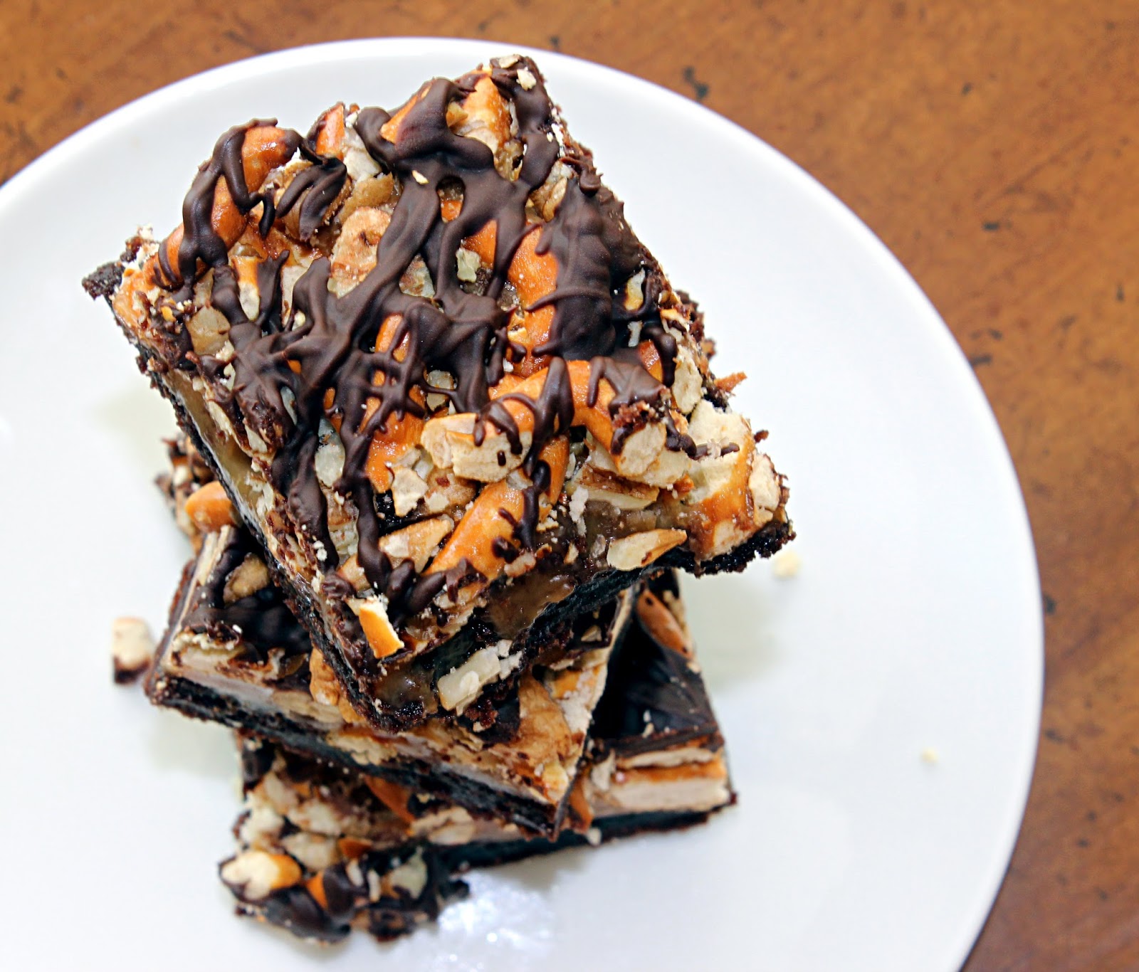 sugar & spice Salted Caramel Pretzel Crunch Brownies