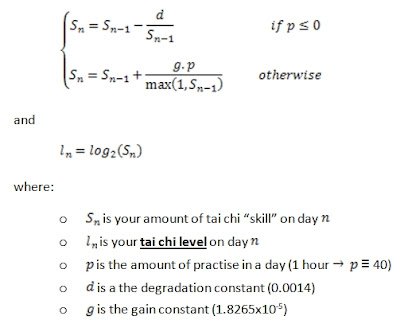 Tai chi skill level calculation formula