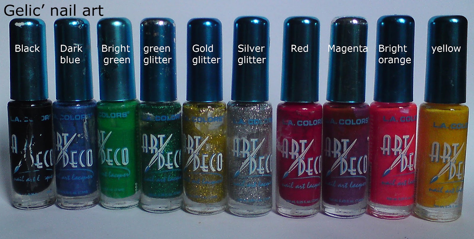 Gelic' nail art Large fine liner/striper nail art polish swatch guide