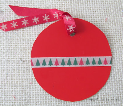 Red paint chip Christmas tag