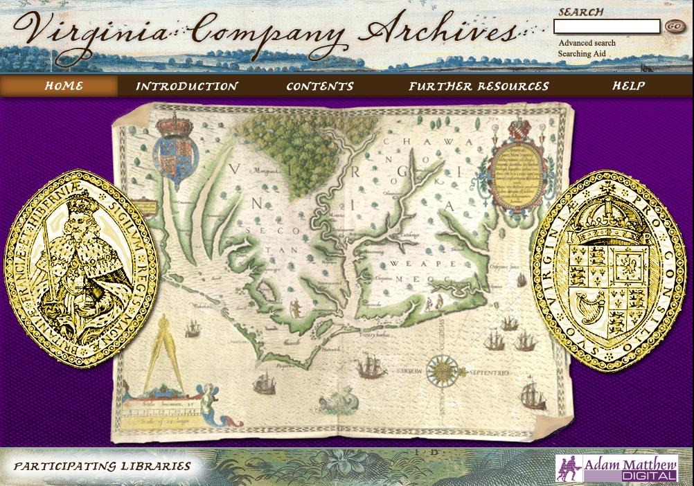 New eresources American West, Virginia Company Archives, Popular