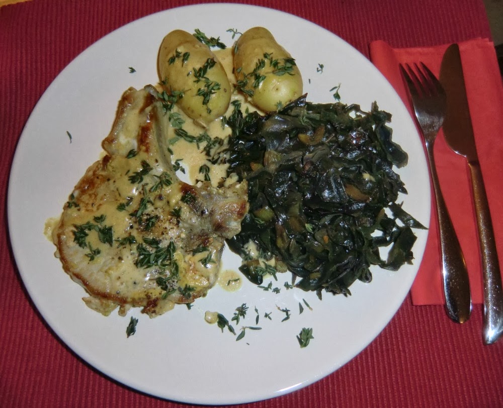 Pork chops with red cabbage and potatoes Hiking and Cooking in the