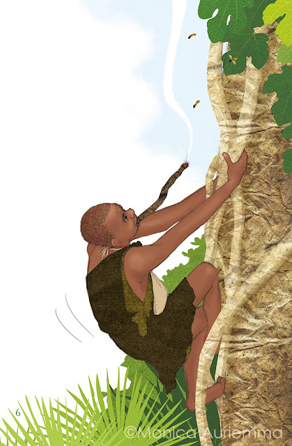 cacciatore-honey-ape-albero-illustration