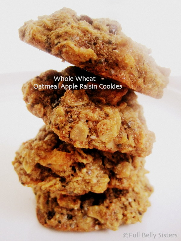Whole Wheat Oatmeal Apple Raisin Cookies