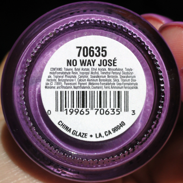 China Glaze No Way José label Tequila Toes collection