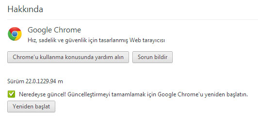 Google Chrome 23 Yükseltme