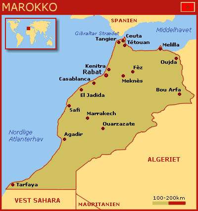 Kort over Marokko