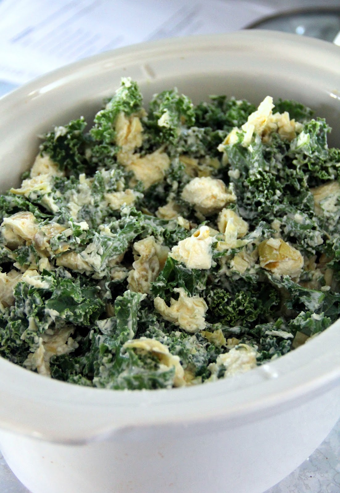 Jo and Sue Kale Artichoke Dip (Crock Pot)