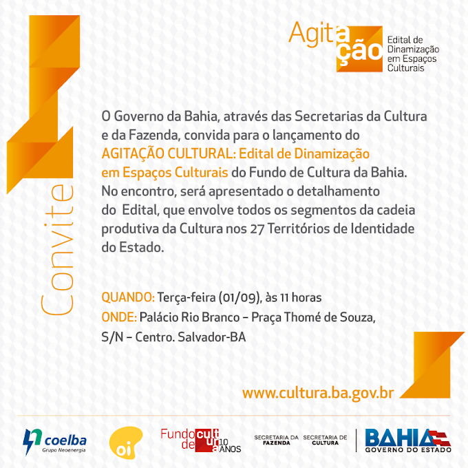 Fundo de Cultura da Bahia fará lançamento de edital de cultura nesta terça(01)