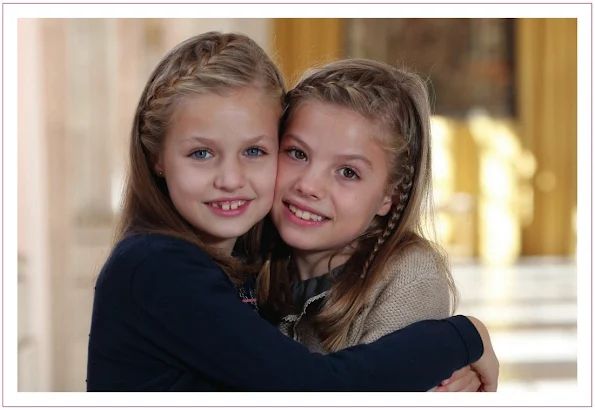 Princess Sofia of Spain and Princess Leonor of Spain on the 2015 Christmascard