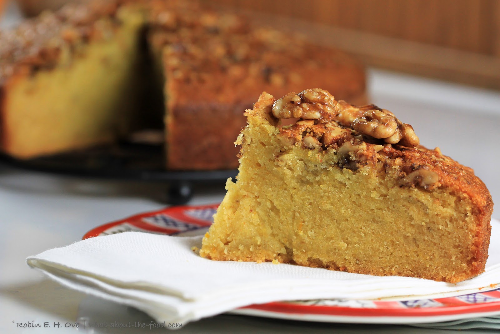 Rum Orange Olive Oil Cake with Candied Walnut Topping What about the