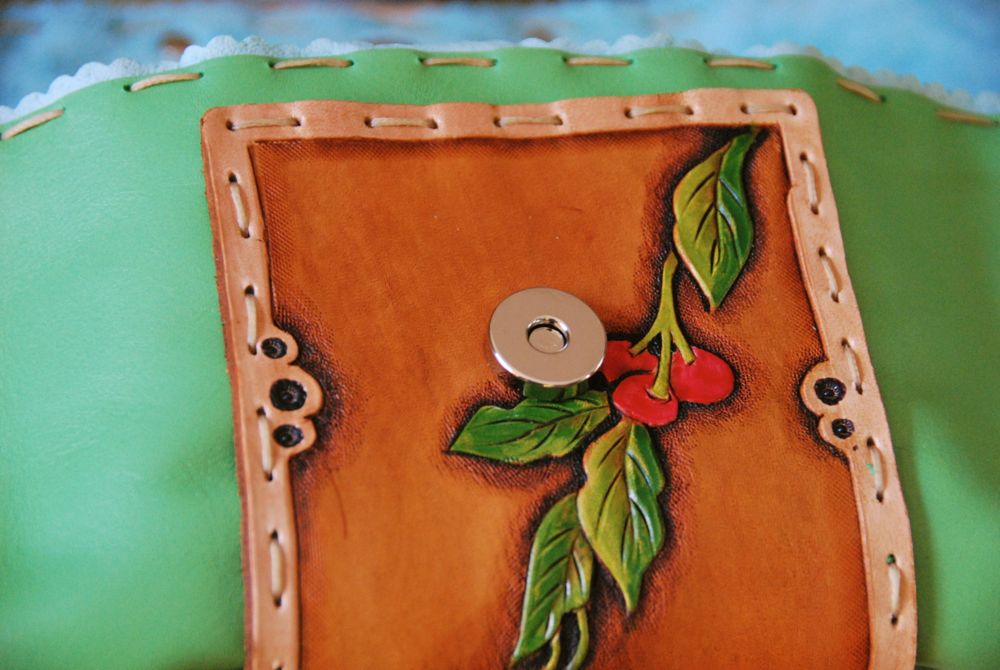 Sunny Rising Leather Bluebird of Happiness Soft Clutch